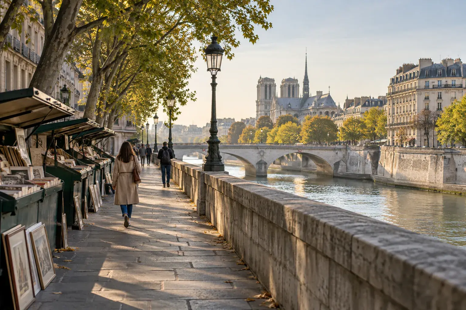 Promenade sur la rive gauche entre les bouquinistes et les quais de Seine