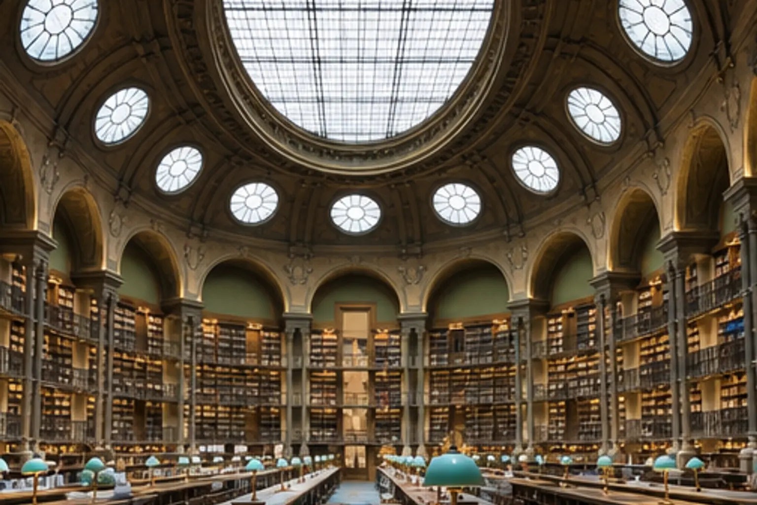 Illustration éditoriale : Salle de lecture sous la coupole de la BnF Richelieu