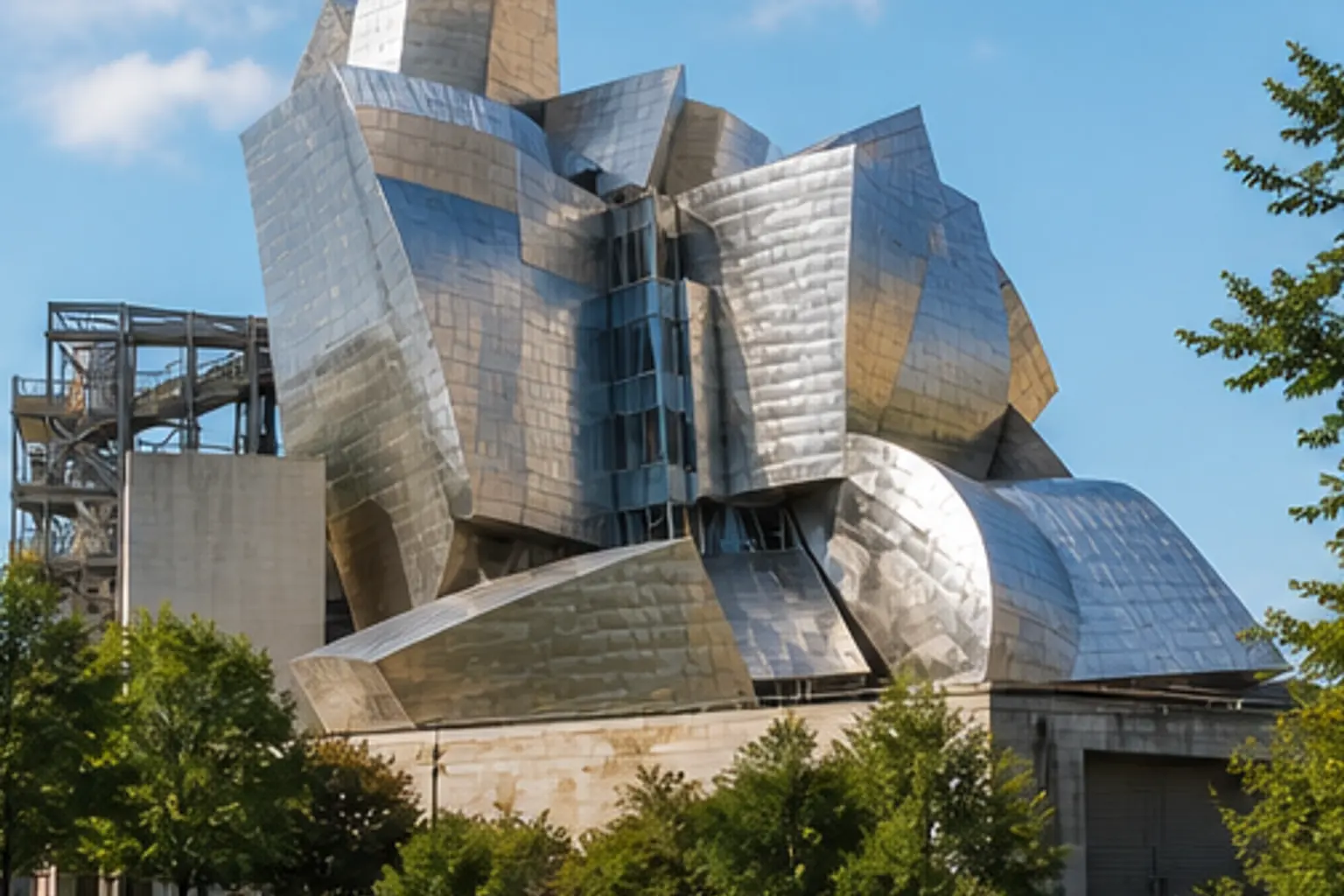 Illustration éditoriale : Façade aux formes courbes de la Cinémathèque française