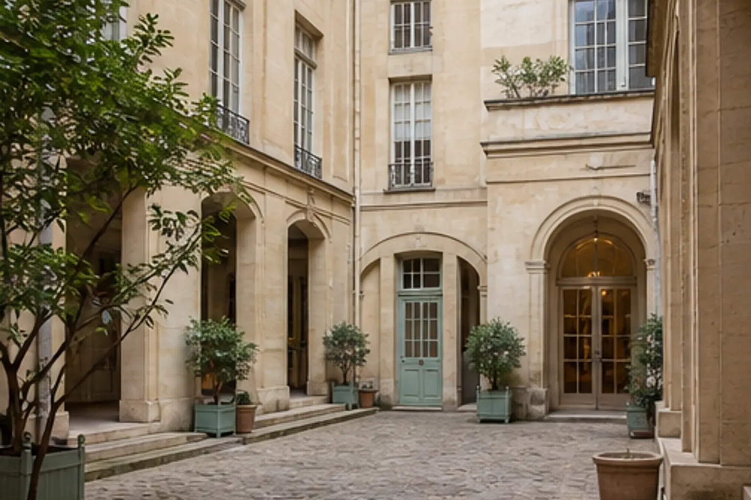 Illustration éditoriale : Cour intérieure de la maison de Victor Hugo