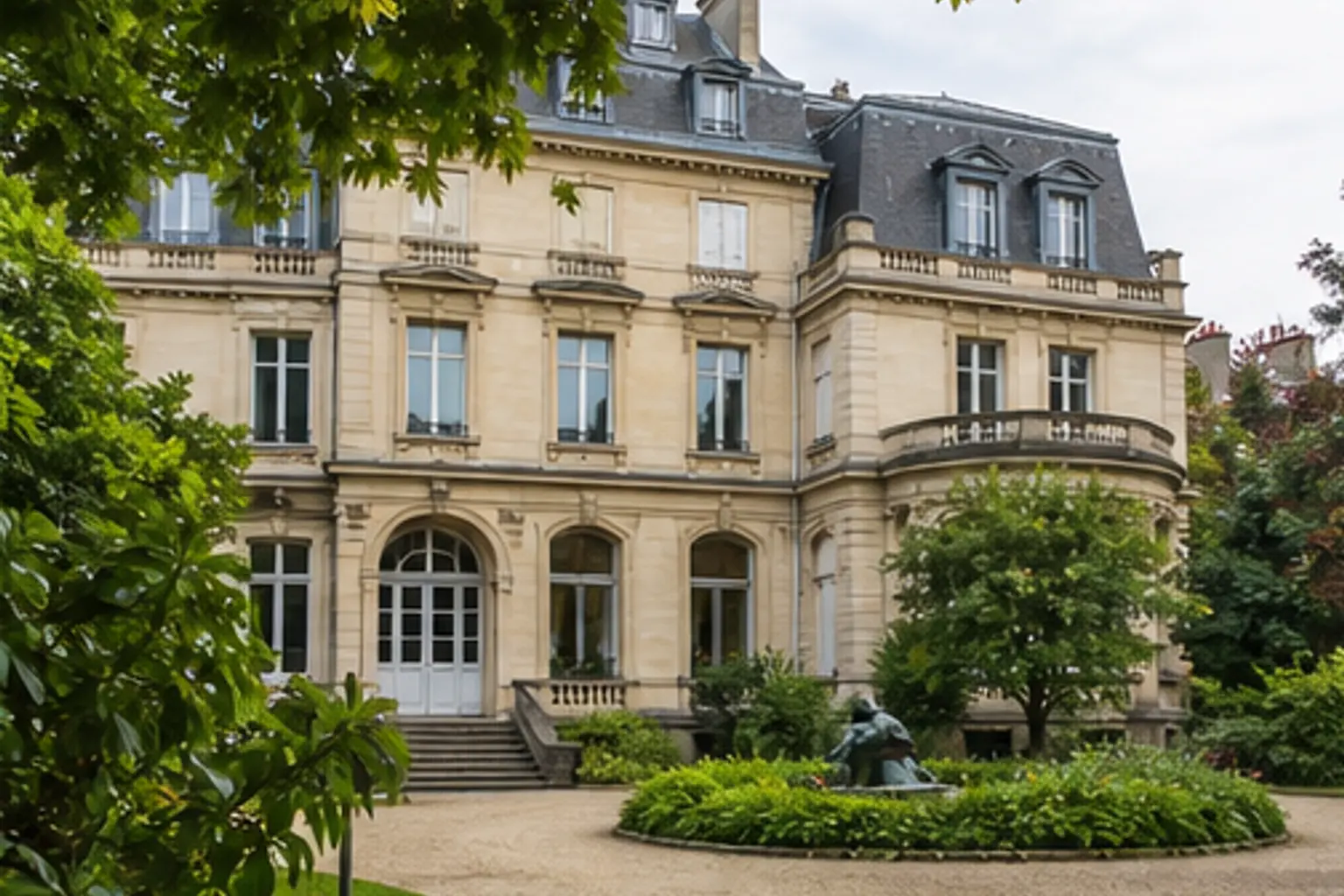 Illustration éditoriale : Façade du musée Marmottan Monet derrière les arbres