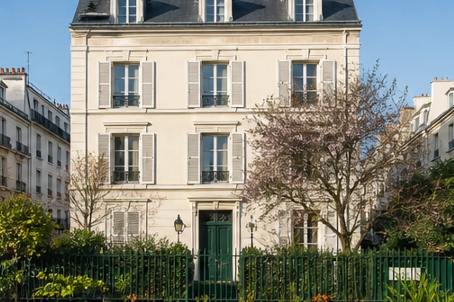 Illustration éditoriale : Façade du Pavillon Carré de Baudouin et son jardin