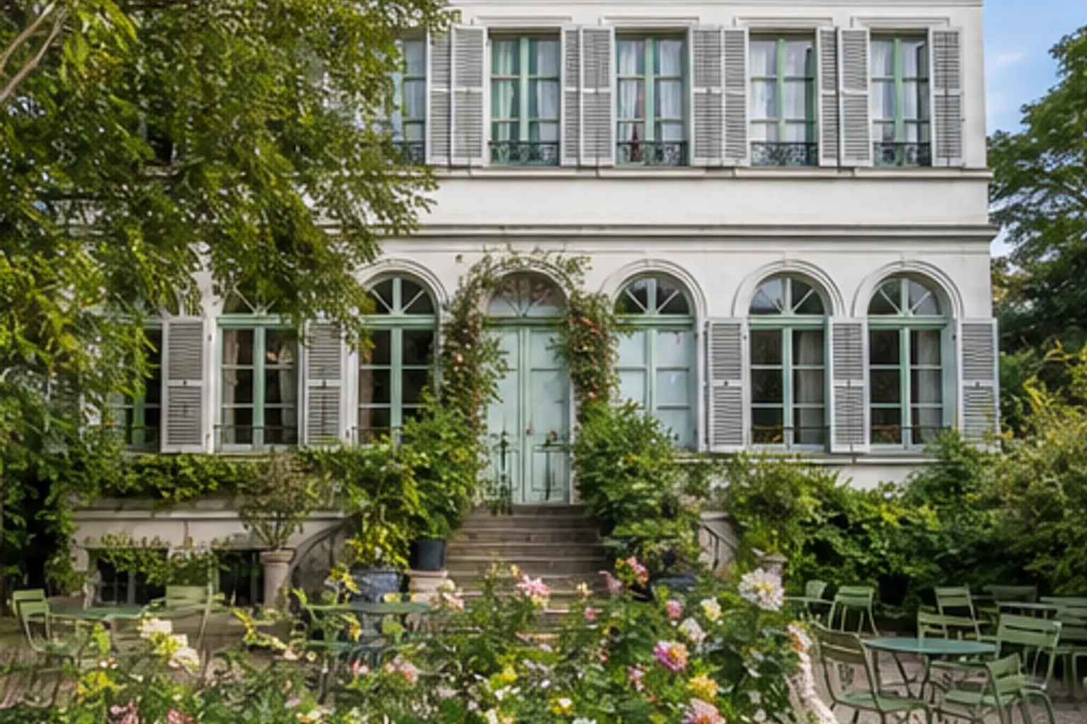 Illustration éditoriale : Maison blanche et jardin du musée de la Vie romantique