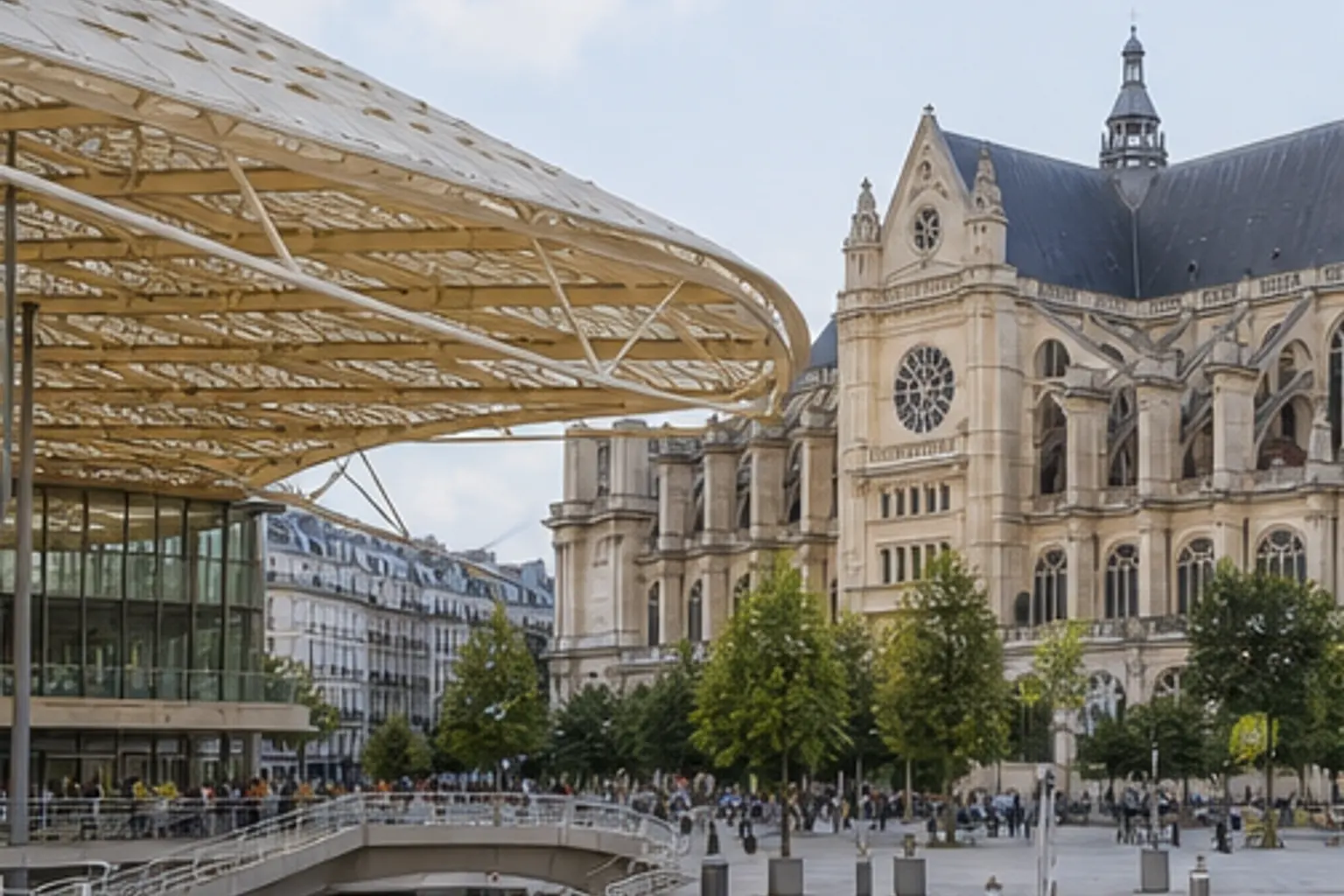 Illustration éditoriale : Rue et paysage éditorial : Châtelet et les Halles, Paris